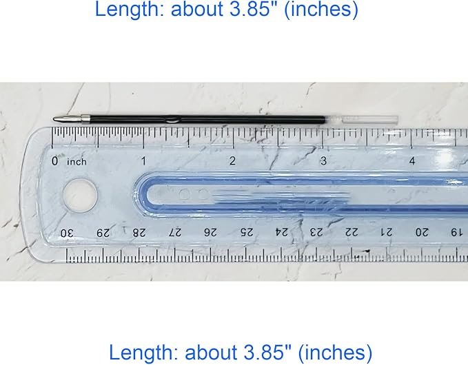MengRan 3.85'' Ballpoint Ink Pen Refills for Click Pens, 1 mm Medium Point Tip, (Refills-Blue ink-10Pcs)