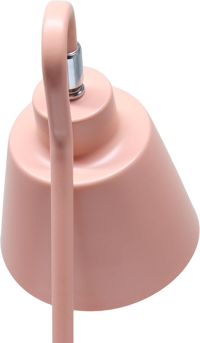 Simple Designs LD1079-BPK 16" Sleek Essentials Metal Looped Desk Task Lamp with Adjustable Shade, for Office, Desk, Nightstand, Dorm, Blush Pink