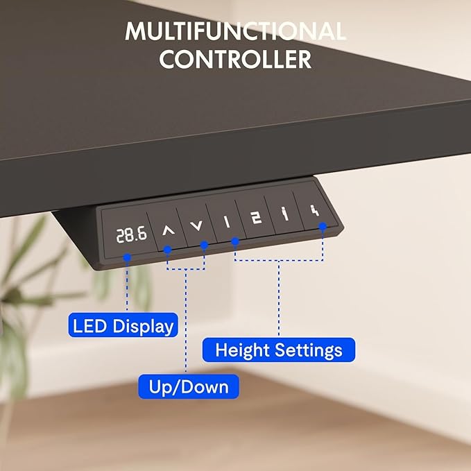FLEXISPOT EN2 48''x24'' Electric Standing Desk with PC Stand Bundle, One-Piece Desktop, Easy-to-Install Hanging Design PC Mount, Bundle for Home Office, Game & Small Spaces, Black