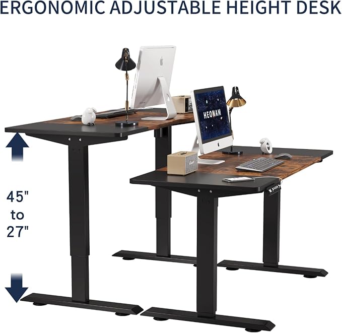 55 Inch Computer Desk with Power Outlets and USB Ports, Large Office Desk for Home Office, Modern Writing Table with Sturdy Frame