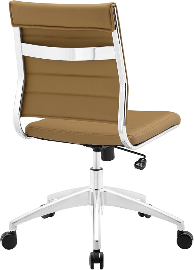 Modway Jive Ribbed Armless Mid Back Swivel Conference Chair In Tan