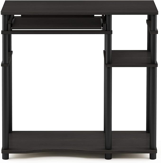 Furinno Abbott Computer Desk with Bookshelf, Espresso/Black