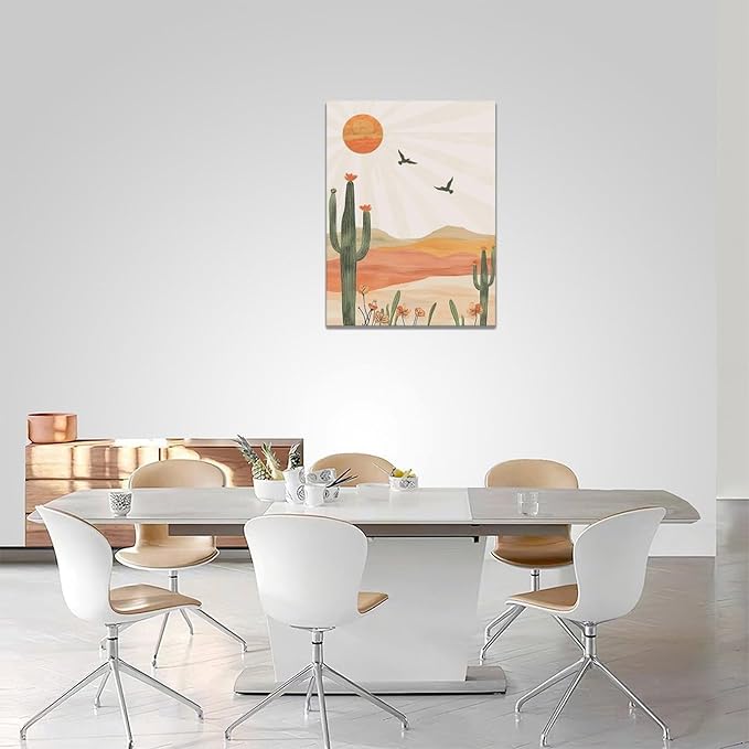 Cactus Wall Art Succulent Desert Boho Pictures Wall Decor Minimalist Nature Canvas Painting Print Home Modern Artwork Decorations Framed for Bathroom Living Room Bedroom Office 12 x 16 inch