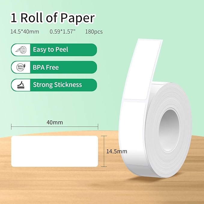 Rongta Label Maker Machine with Tape, Bluetooth Label Printer, Wireless Mini Label Makers with Multiple Templates for Organizing Office Home, (White) with 1 Rolle Replacement Tape (White)