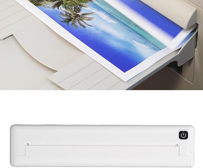 Asixxsix A4 Thermal Portable Printer, USB BT Wire Less Mini Inkless Printer Cordless Handheld Desk Mobile Printer with 100 Sheets Paper Compatible iOS Android for Travel Office Dorm