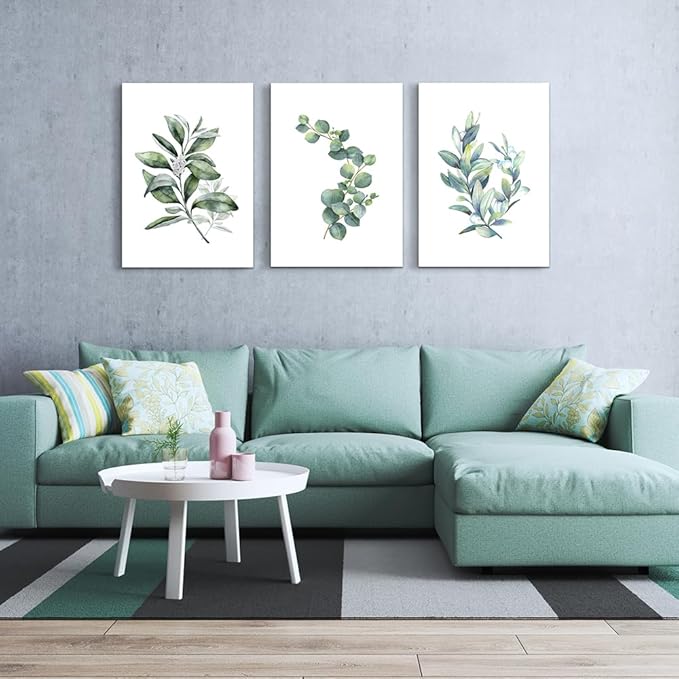 Lapremoly Large Canvas Wall Art For Living Room Modern Wall Decor For Bedroom Plants Green Leaves Wall Paintings Kitchen Home Decorations Pictures Bathroom Posters Prints Artwork Room Mural Works