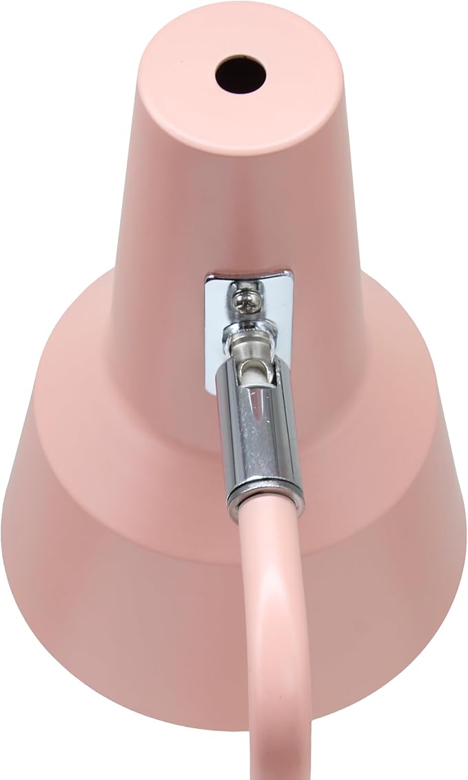 Simple Designs LD1078-BPK 15.2" Sleek Essentials Metal Cone Shade Desk Lamp with Adjustable Shade, for Office, Desk, Nightstand, Dorm, Blush Pink