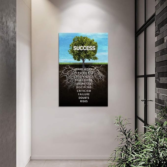 Yatsen Bridge Success Tree Inspirational Posters Motivational Canvas Wall Art Inspiring Entrepreneur Quotes Painting Modern Pop Posters Prints Artwork for Office Gym Classroom Framed (24 x 36 in)
