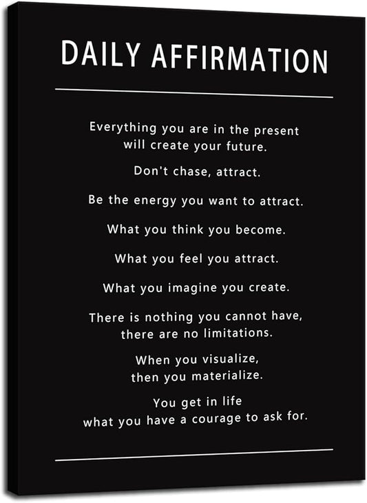 Motivational Wall Art Daily Affirmation Posters Painting on Canvas Inspirational Entrepreneur Quotes Painting Pictures Prints Artwork Office Wall Decor Living Room Gym Bedroom Framed[30''W x 40''H]