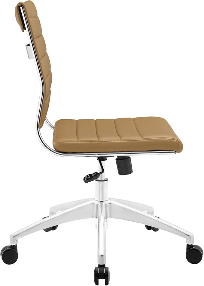 Modway Jive Ribbed Armless Mid Back Swivel Conference Chair In Tan