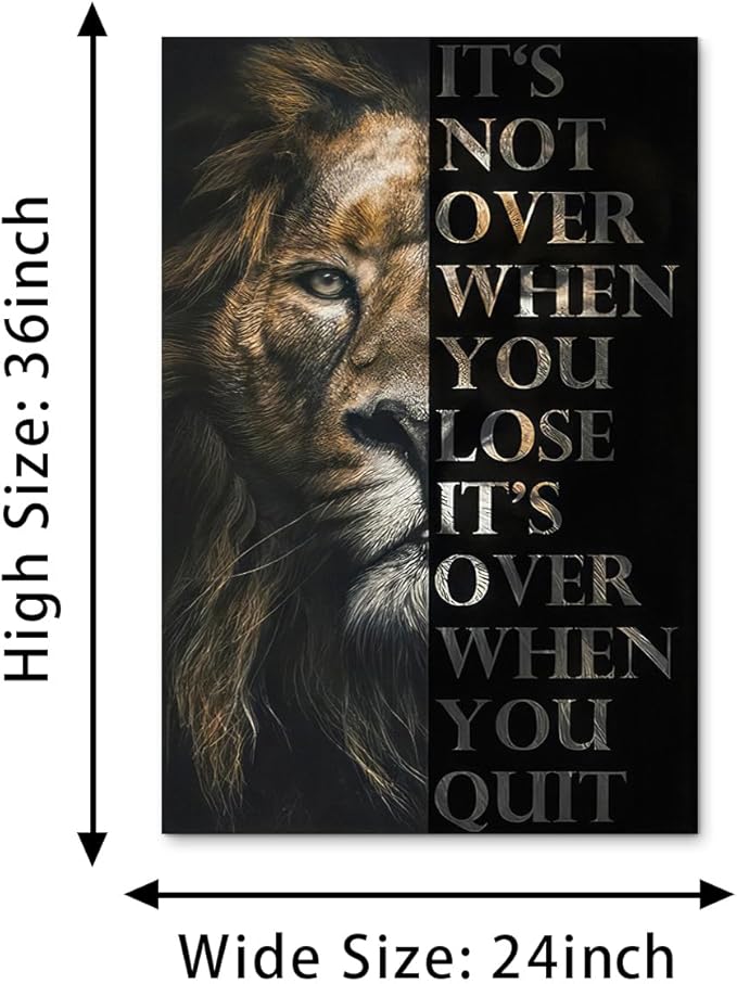 Novatique Motivational Posters for Office Inspirational Lion Wall Art Motivational Wall Decor for Work Inspirational Print for Home Decor, 24 x 36inch