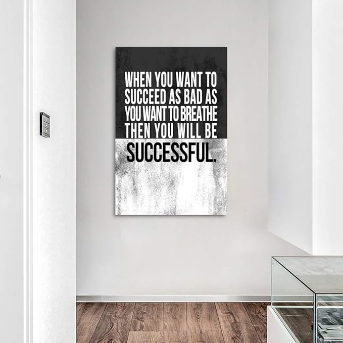 Wooden Framed Motivational Wall Art Inspirational Office Canvas Painting Positive Verbs Posters SUCCESS Picture Print HD Print Artwork Study Room Salon Bedroom Decor Framed Ready to Hang-24”Wx36”H