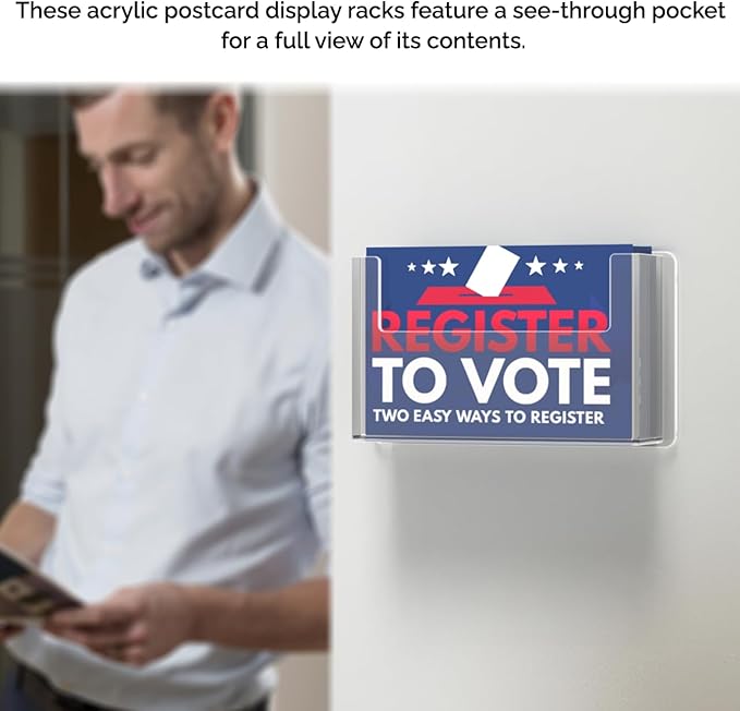 Marketing Holders Postcard Holder Bin Single Clear Plastic 6" x 4" Pocket Index Cards Prayer or Sticker Wall Mount Greeting Display Rack for Retail Store Owners and Beach Boutiques