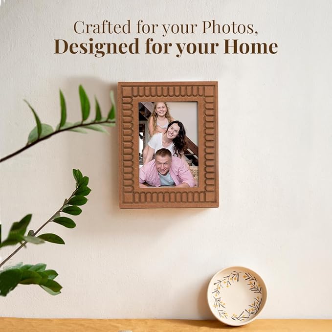 Folkulture MDF Photo Frame for Wall or Tabletop | Curvy Tales 5x7 Modern Curved Wooden Picture Frame with Plexiglass | Vertical & Horizontal Display | Handmade House Warming Gifts
