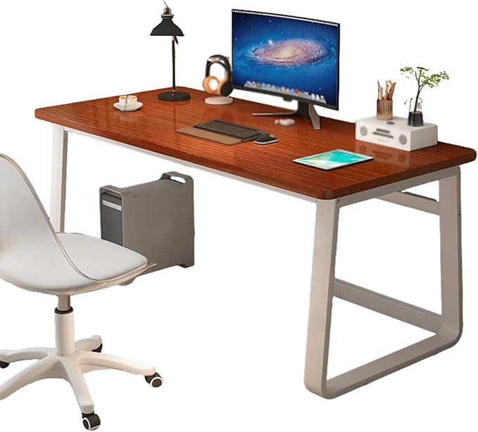 Computer Small Desk, Office Writing Work Study Student Home Bedroom with Metal Frame Wooden top No Wheels,Easy Assembly(Teca,140 * 70cm(55 28in))