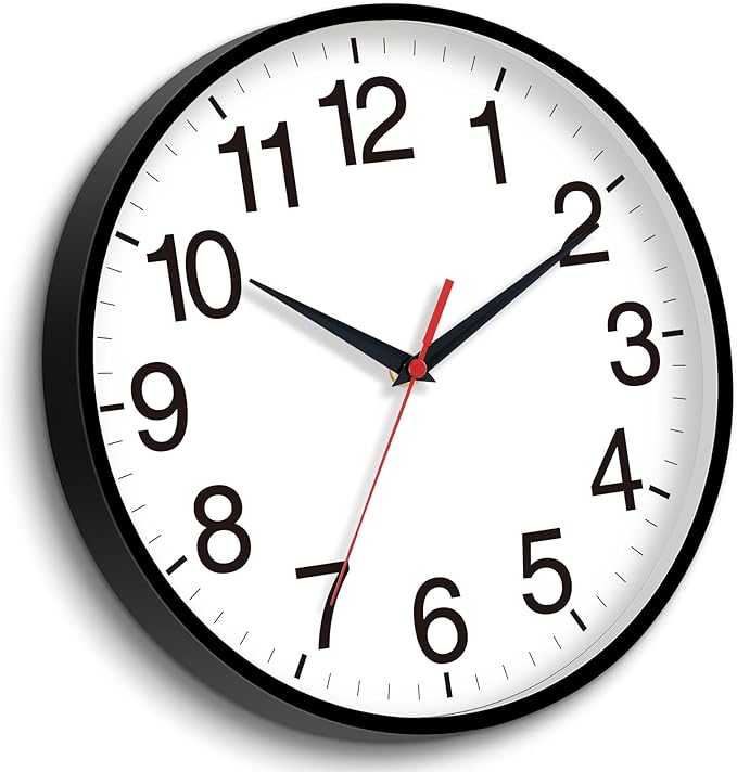 16 Inch Wall Clock Modern Battery Operated Silent Non Ticking Large Analog Clock for Living Room Office Home Bedroom Kitchen Bathroom(Black)