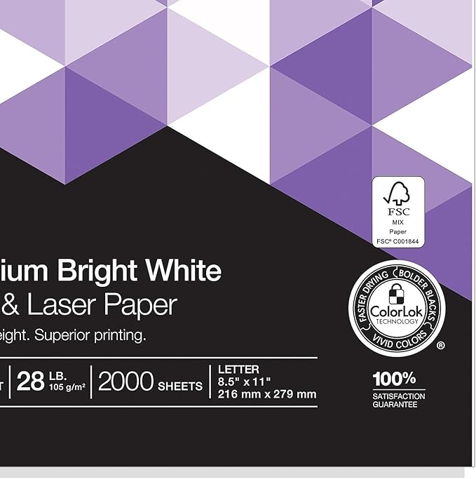 Staples Inkjet & Laser Paper 8.5 x 11 Inch Bright White Sheets, 4 Ream Case