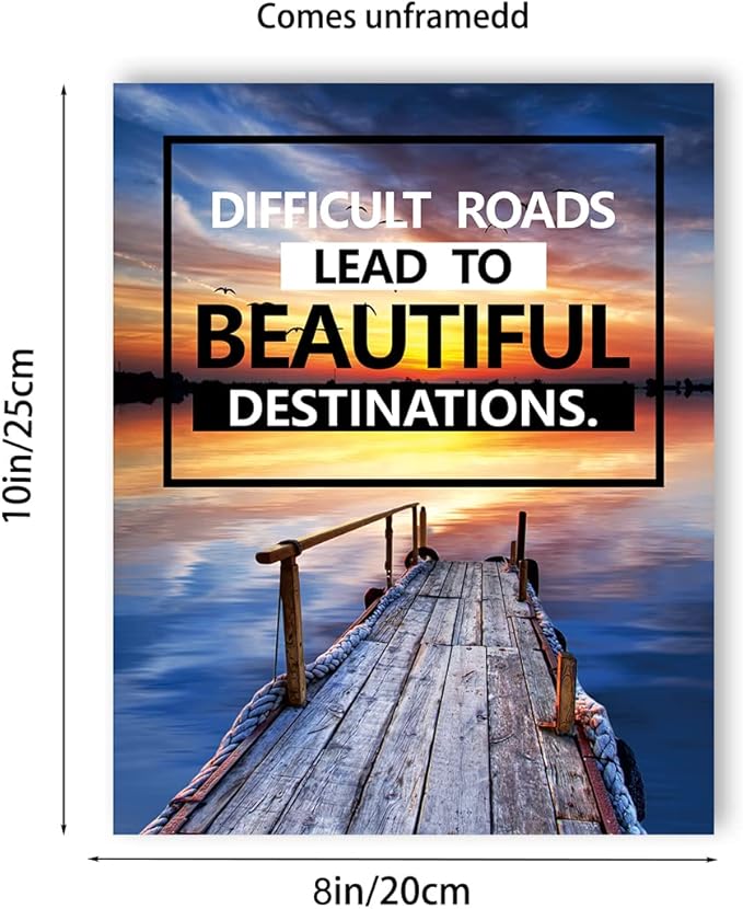 SGGYEFOK Motivational Wall Art Decoration Painting | 6-pack 8 x 10 inches, Suitable for Library, School, Gym,Office， Living Room deco（Frameless） 1