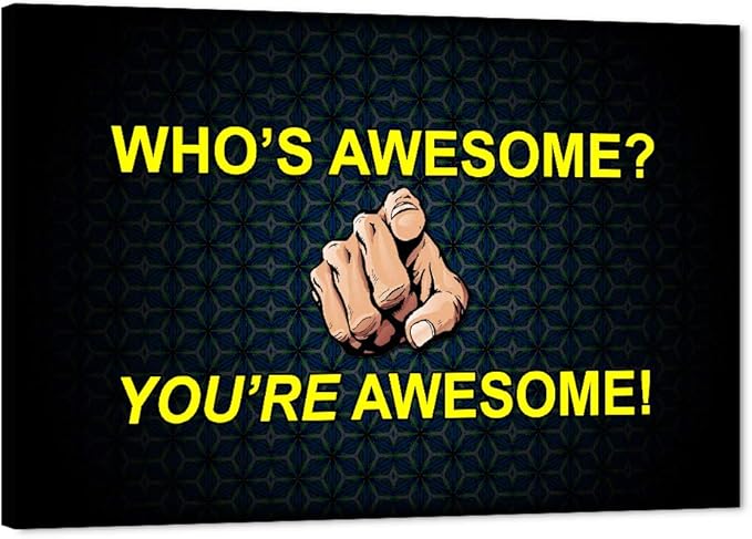 Yatsen Bridge Modern Motivational Point You Wall Art Entrepreneur Quote You’re Awesome Canvas Inspiring Positive Poster Frame Artwork Easy to Hang for Living Room Office Decor - 24''H x 36''W