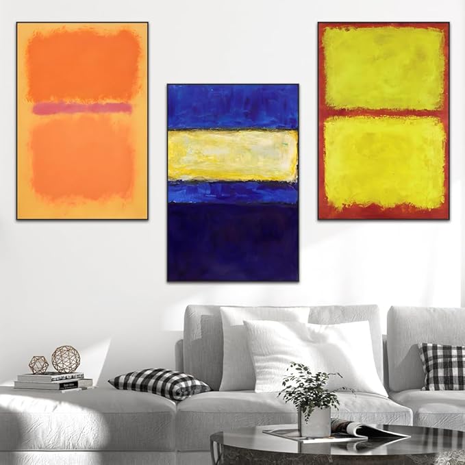 FCHUI Wall Art, Canvas Frame Simple Natura Abstract World Famous Painting Prints, Large Size Paintings Set of 3 Aesthetic Wall art decor for Living Room Bedroom Kitchen Office