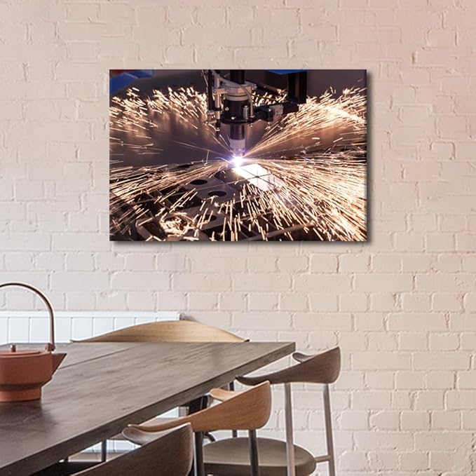 TUMOVO 1 Pieces Wall Art Industrial Machine Art Prints Canvas Artwork Wall Decor Canvas Painting Wall Art Machine Poster Factory Office Wall Decor Stretched and Framed Ready to Hang, 16" x24"