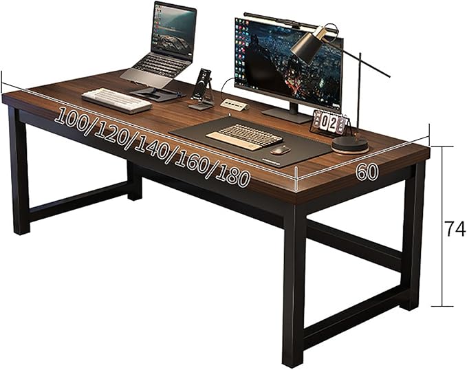 Rustic Computer Desk, Wood & Metal Home Office Desk Industrial Study Executive Desk, Modern Simple Writing Work Table Workstation for Small Spaces(80x50x74cm(31x20x29inch), Brown)