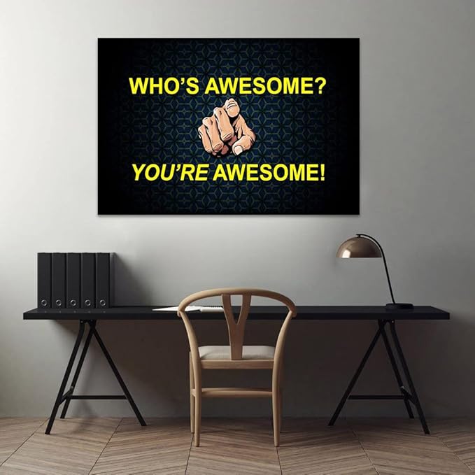Yatsen Bridge Wall Art Who’s Awesome You’re Awesome Motivational Quote Poster Frame Modern Gallery-Wrapped Entrepreneur Inspirational Motto Canvas for Office Home Decor 28''Hx44''W