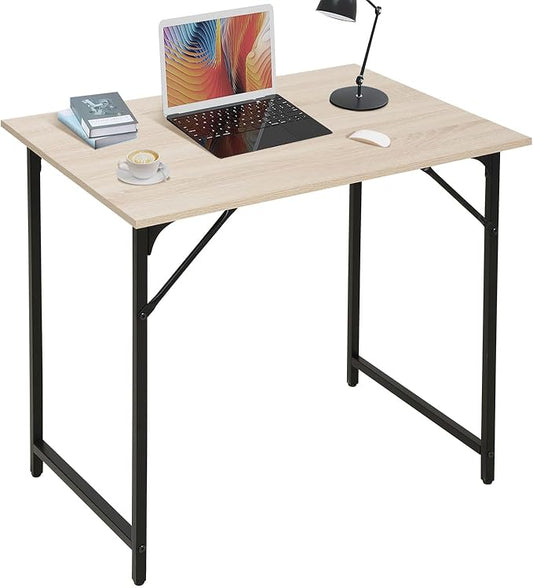 Dkelincs 32 Inch Small Computer Desk Home Office Desk Writing Desk Modern Simple Style Study Work Table with Metal Frame, Easy Assembly, Adjustable Feet, Water-Resistant, Scratchproof Surface, Nature