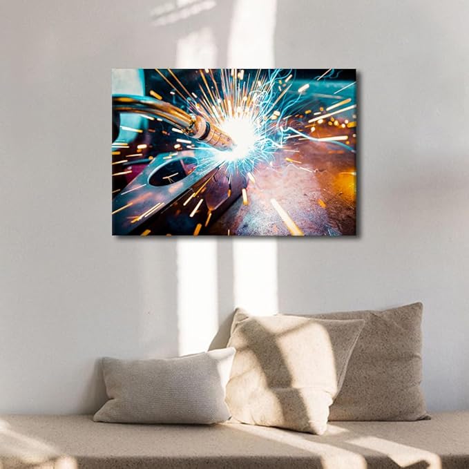 Welding Paintings for Wall Decorations Machine Tool Prints Wall Art Home Wall Decor Modern Art Work for Home Walls Framed Wall Art Bedroom Wall Decor Canvas Arts & Crafts, 12" x18"