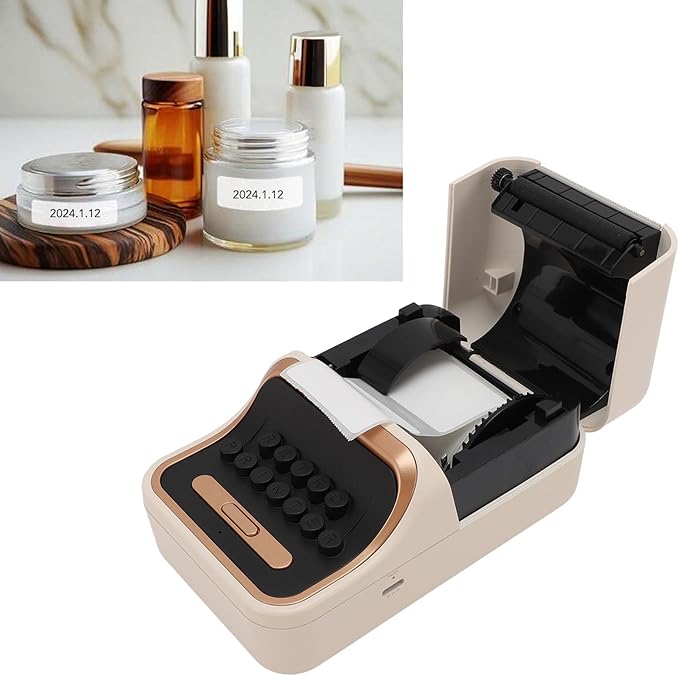 Vintage Style Portable Printer, Fun Cloud Label Edit, Thermal Printing, 1000mAh Battery, for Office, Home, Business, with Wide Range Label Support, Adjustable Paper
