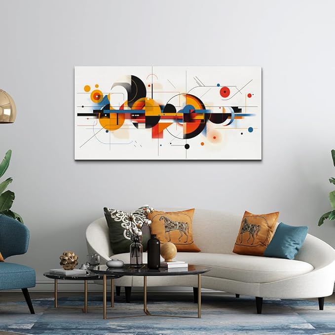 MHARTK66 Framed Wall Art for Living Room, Bright Modern Large Canvas Prints Paintings Artwork for Walls, Colorful Minimalist Abstract Pictures for Hallway Stair Bedroom Office Wall Decor 24x48 In
