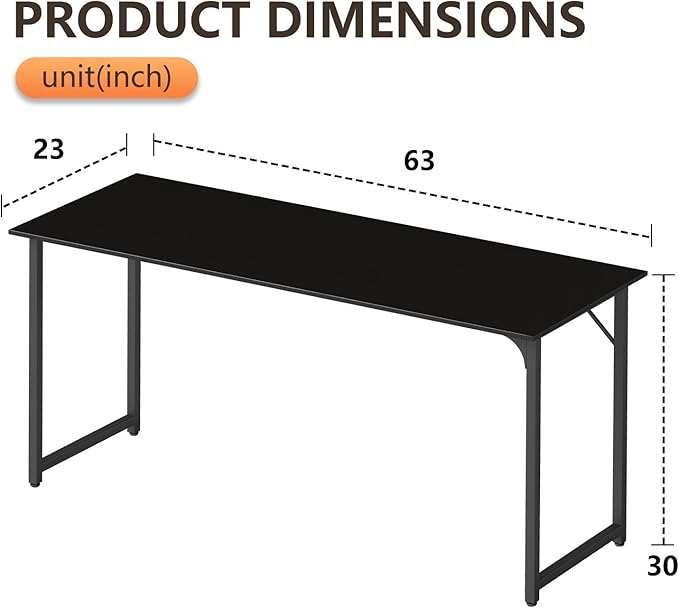 BestOffice Computer Desk,Home Office Desk, Modern Simple Style for Home Office Study Writing (Black, 63 Inch)