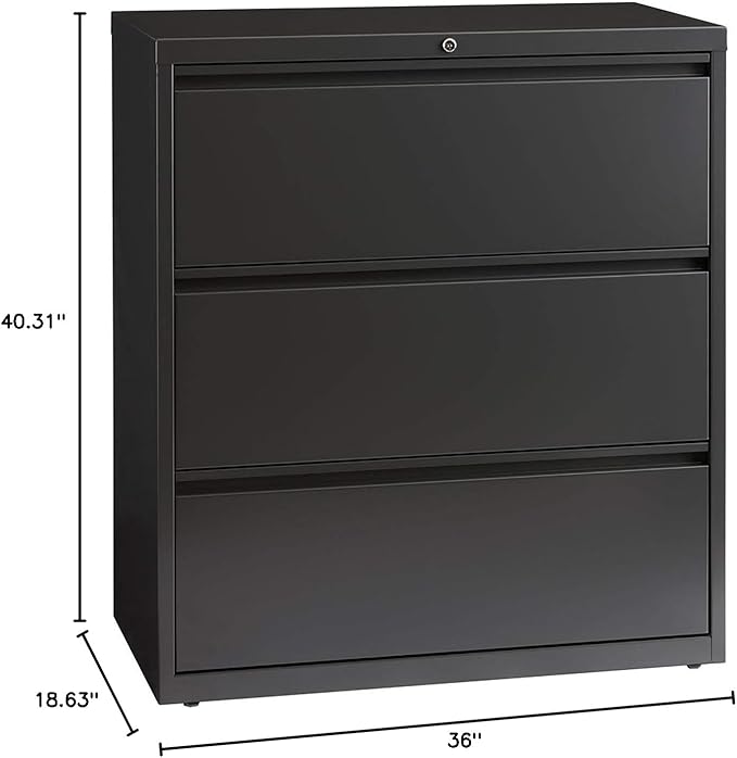 CommClad Hirsh Industries 36" Wide Three-Drawer Lateral File - Charcoal 16066
