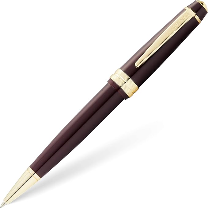 Cross Bailey Light Polished Burgundy Resin and Gold Tone Ballpoint Pen - Professional Pen for Effortless Writing - Journaling, Note-Taking & More - Black Ink - Easy Handling