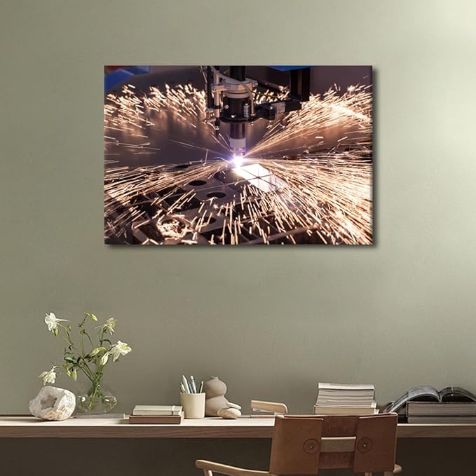 TUMOVO 1 Pieces Wall Art Industrial Machine Art Prints Canvas Artwork Wall Decor Canvas Painting Wall Art Machine Poster Factory Office Wall Decor Stretched and Framed Ready to Hang, 16" x24"