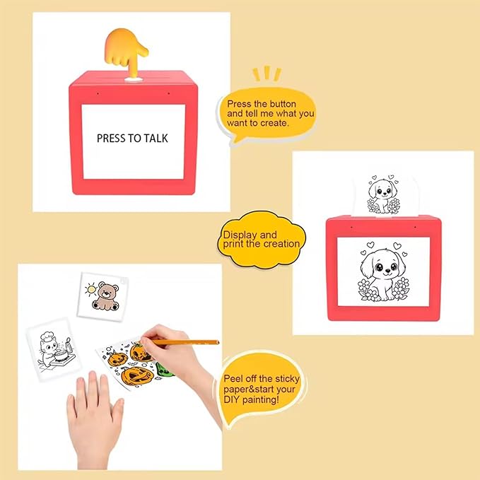 AI Sticker Box Printer, Smart AI Voice Stickerbox Printer Maker Mini Thermal Label Printer with Display, Inkless Portable Sticker Maker for Home Office Study & DIY Projects (B+5 Paper)