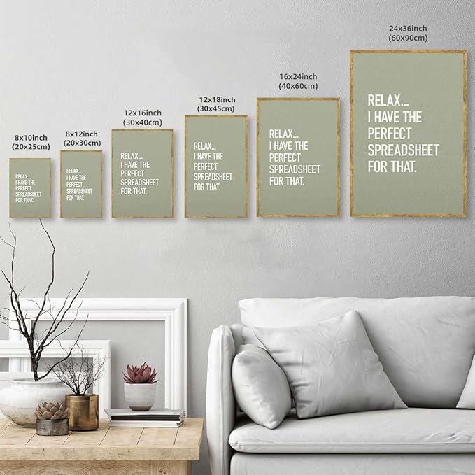 Framed Funny Office Quote Poster Canvas Print Art Modern Minimalist Wall Art Painting Pictures Wall Decor for Home Decor Office Apartment (Gold Framed,24L x36W)