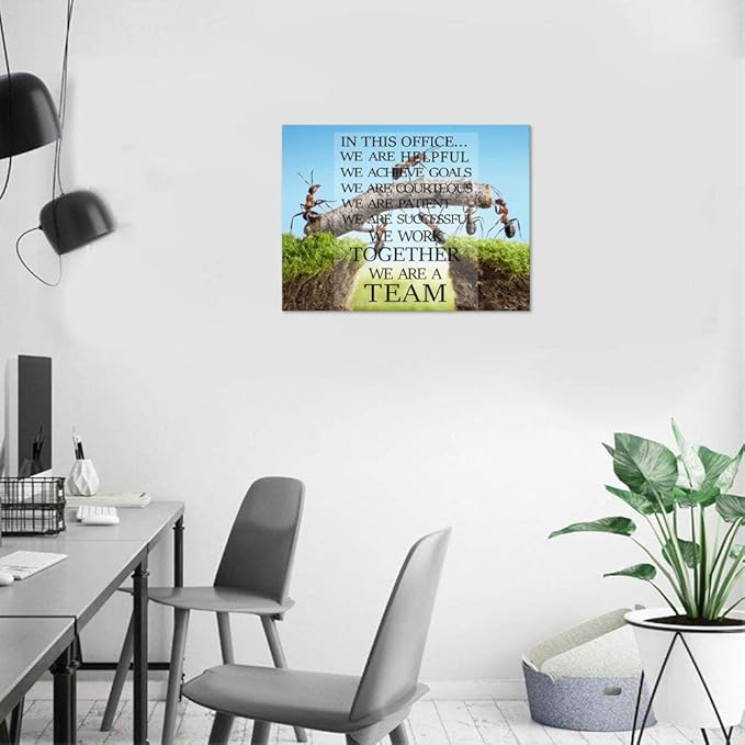 Modern Inspirational Wall Art Ants Constructing Bridge Motivational Posters Entrepreneur Office Wall Decor for Home Office Decor - 18''Wx24''H