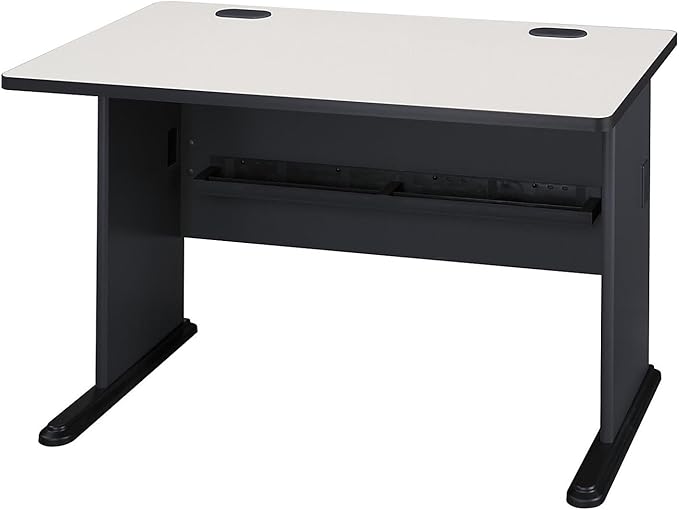 Bush Business Furniture Series A 48W Computer Desk in White Spectrum and Slate, Small Office Table for Home or Professional Workspace