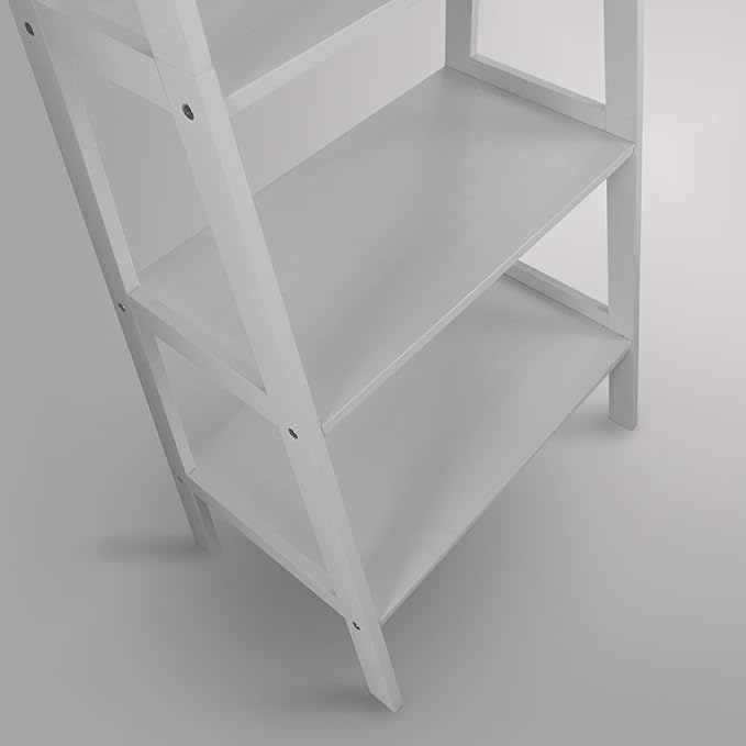 Casual Home 100% Solid Wood 5-Shelf Ladder Bookcase, Standard, 72"H, White