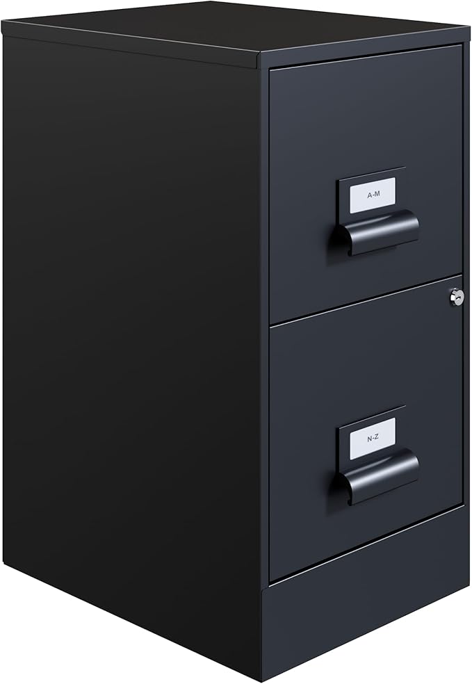 Office Dimensions 18" Deep 2 Drawer Premier Height File Cabinet, Black