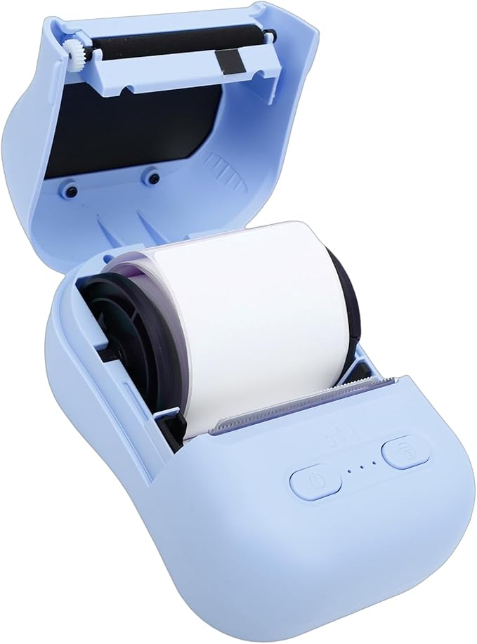 VBESTLIFE Mini Portable Thermal Printer Print Pod, Inkless Bluetooth Label Maker Machine for DIY Crafts, Journaling, Office & Home Use (Blue)