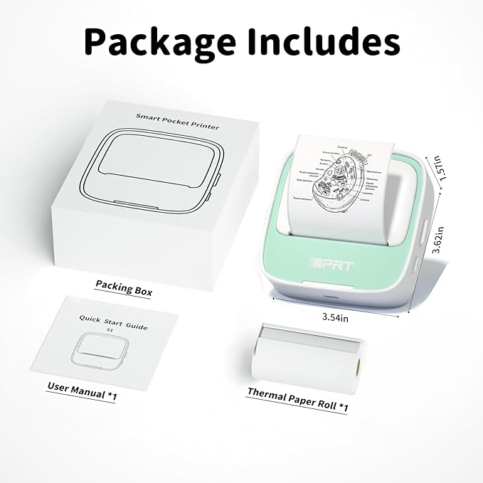 iDPRT Sticker Printer Portable Mini Printer, Bluetooth Thermal Inkless Sticker Maker Machine with 1 Roll Sticker Paper, Compatible with Smartphone, for Study Notes, Pictures, DIY, Label, Gift