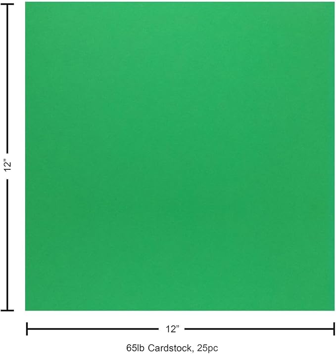 PA Paper Accents Smooth Cardstock 12" x 12" Green Grass, 65lb colored cardstock paper for card making, scrapbooking, printing, quilling and crafts, 25 piece pack