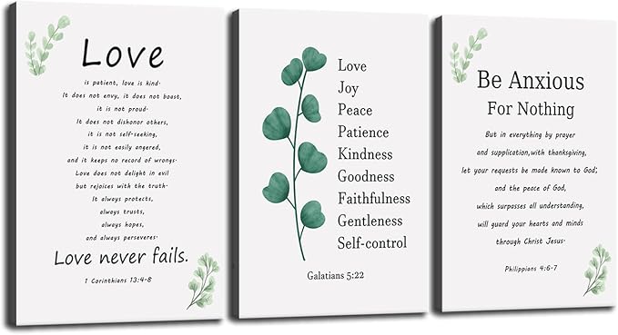 Love is Patient Love is Kind Motivational Office Christian Poster Modern Inspirational Canvas Prints Wall Art Be Anxious for Nothing Paintings Home Wall Decor Pictures Artwork[72''Wx 36''H]