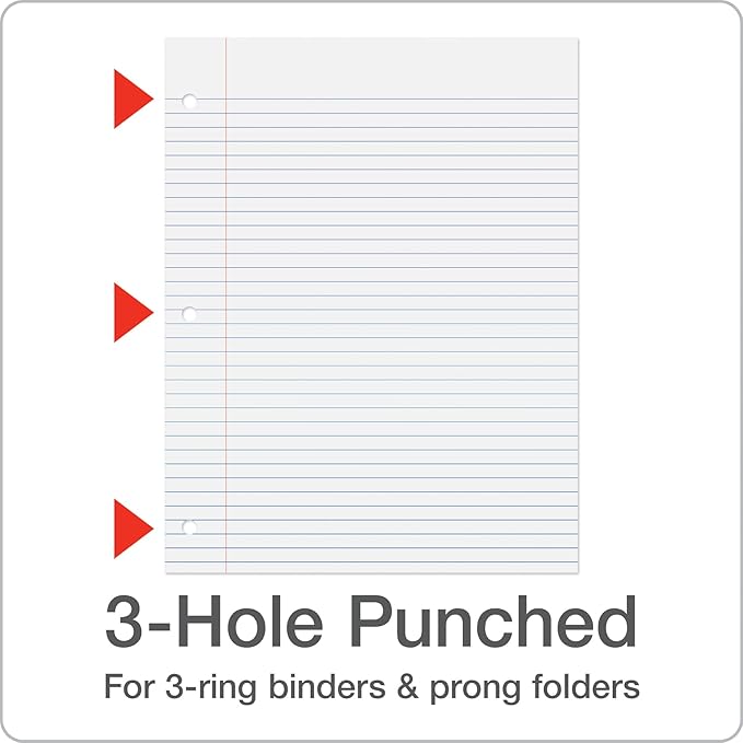 Oxford Loose Leaf Paper, 2000 Sheets, College Rule Filler Notebook Paper, 8-1/2" x 11", 3-Hole Punched Fits 3-Ring Binders, 4 packs of 500 (62331)
