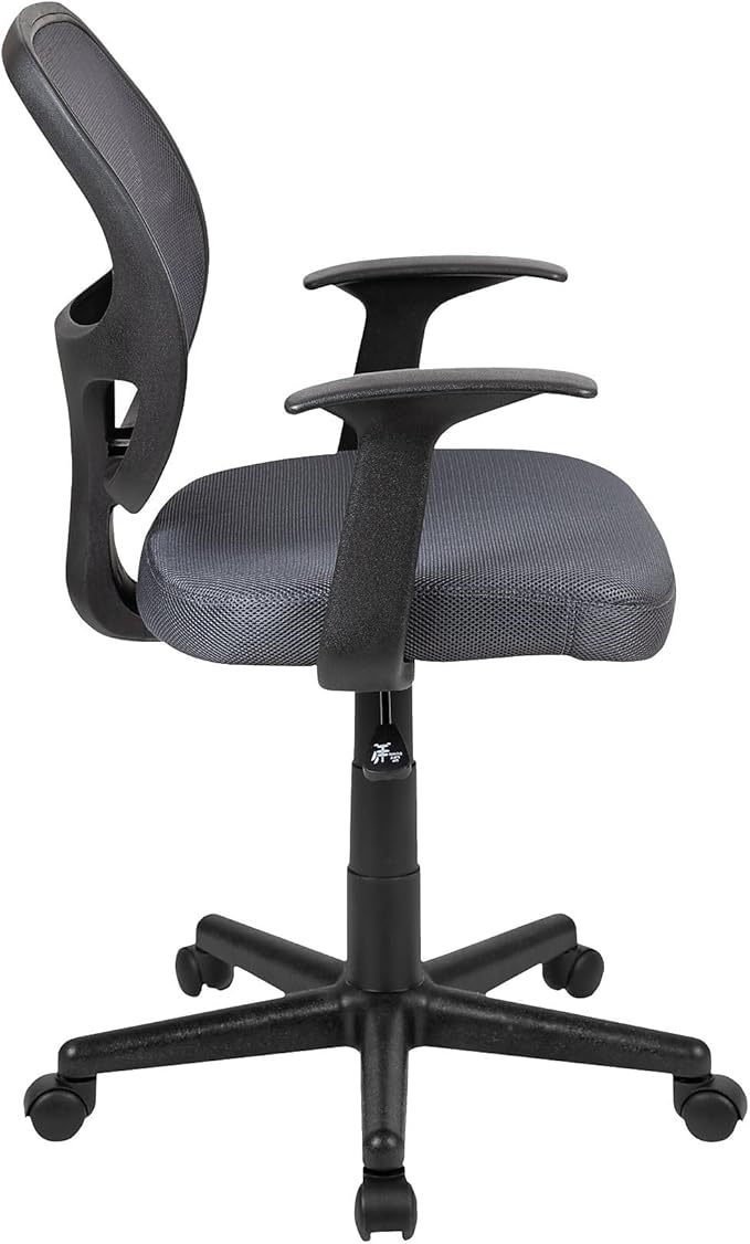 Flash Furniture Flash Fundamentals Mid-Back Gray Mesh Swivel Ergonomic Task Office Chair with Arms