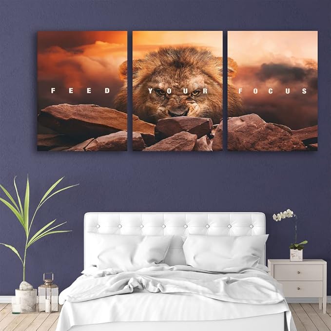 Inspirational Canvas Wall Art 3 Panels Motivational Canvas Wall Painting Hustle Quotes Poster Office Poster Painting Prints Picture Wall Decor for Home Living Room Bedroom Decor Framed Ready to Hang
