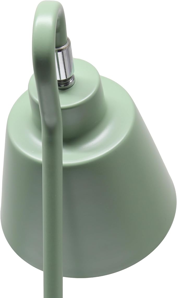 Simple Designs LD1073-SGE 16" Sleek Essentials Metal Looped Desk Task Lamp with Adjustable Shade and Dual USB Ports, for Office, Desk, Nightstand, Sage Green