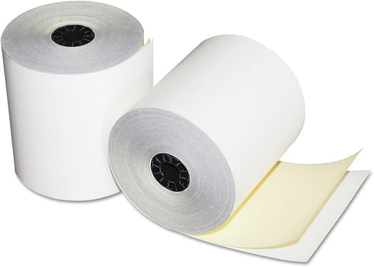Quality Park Two-Ply Carbonless Teller/Proofing and Encoding Machine Rolls, Self-Contained, 3 Inches x 90 Feet, White/Canary Yellow, Box of 50 (15627)